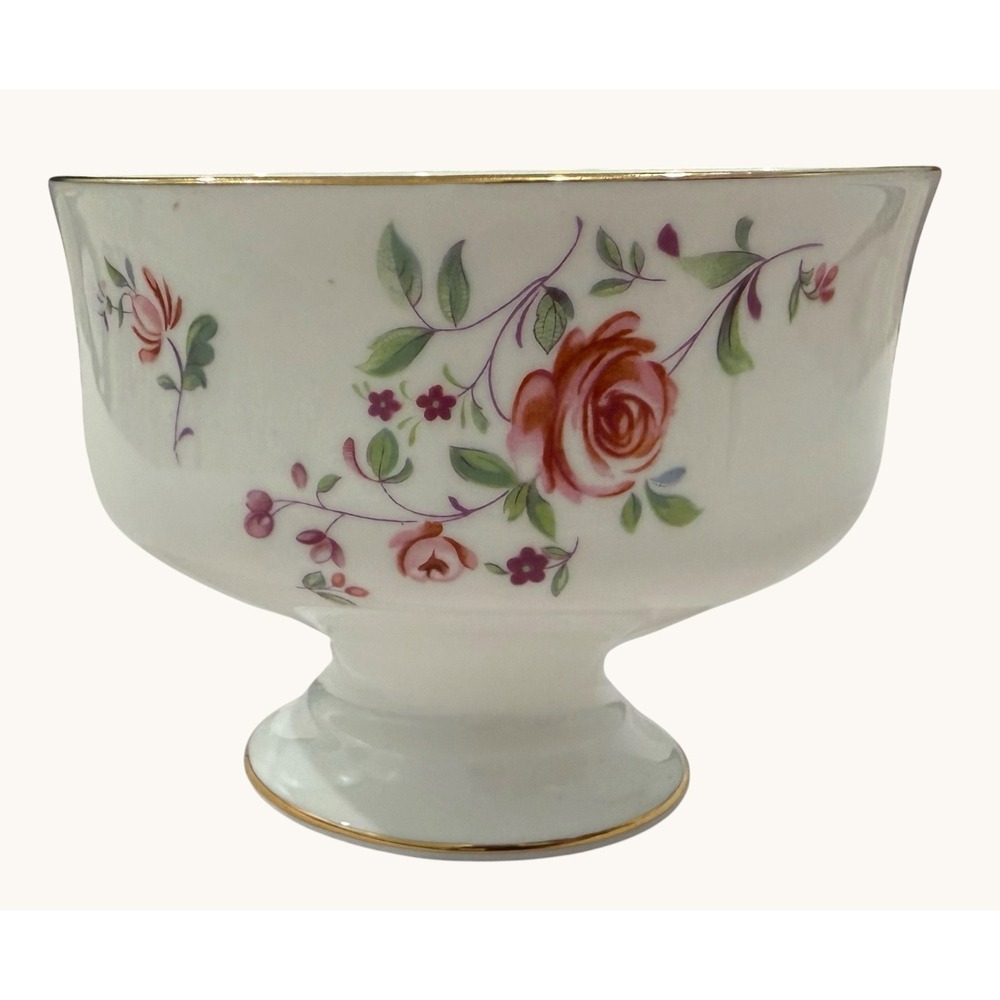 Royal Victoria Fine Bone China Vintage Footed Dessert Bowl- Rosebud  1950s-1960s